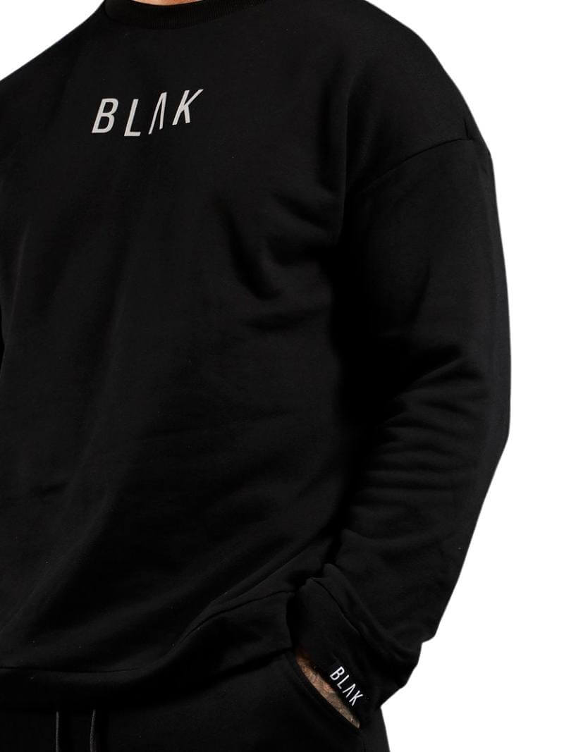 Mens BLAK Oversized Sweater, Reflective Logo