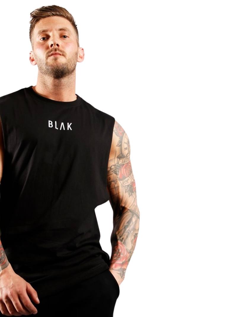 Mens BLAK Oversized Cotton Tank Top