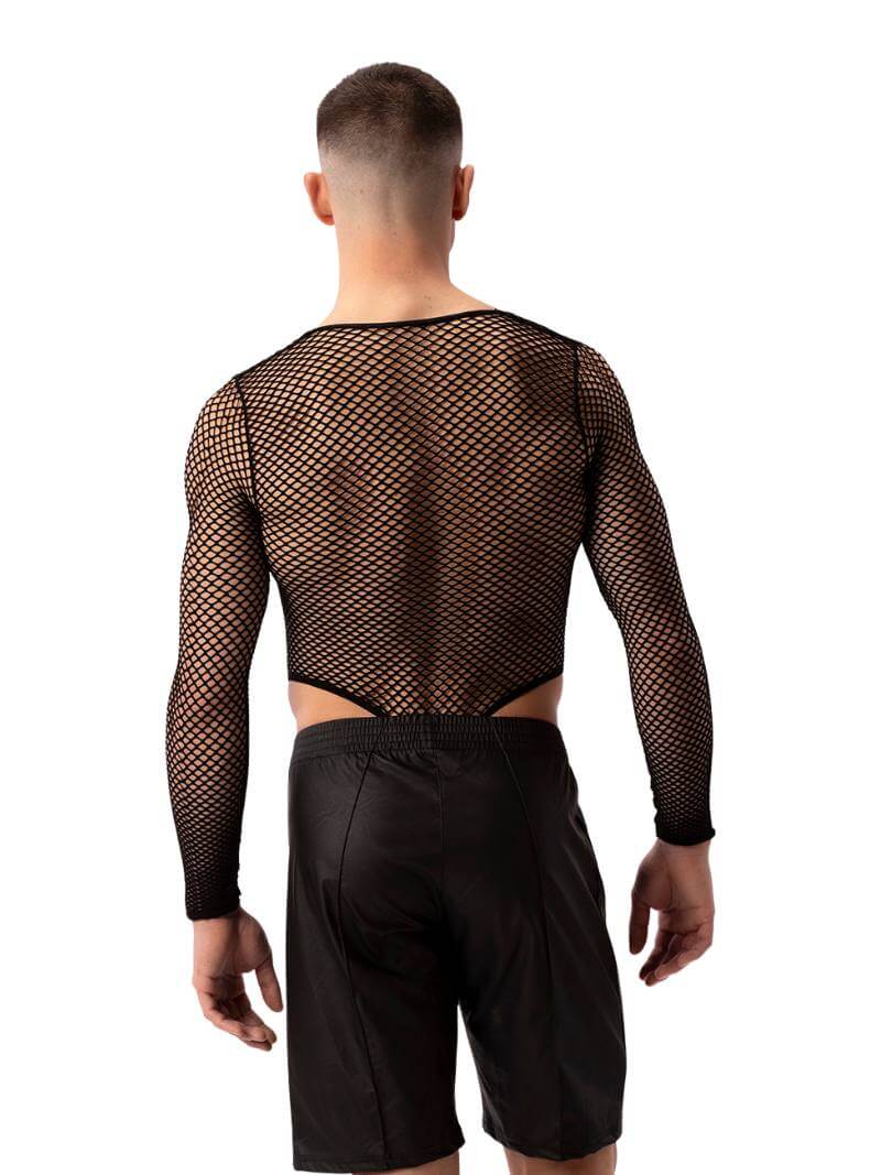 A pair of black, shiny, leather-look Bermuda shorts with a low-rise elasticated waist and side pockets, featuring a glossy finish and the brand 'BARCODE' on the chest.
