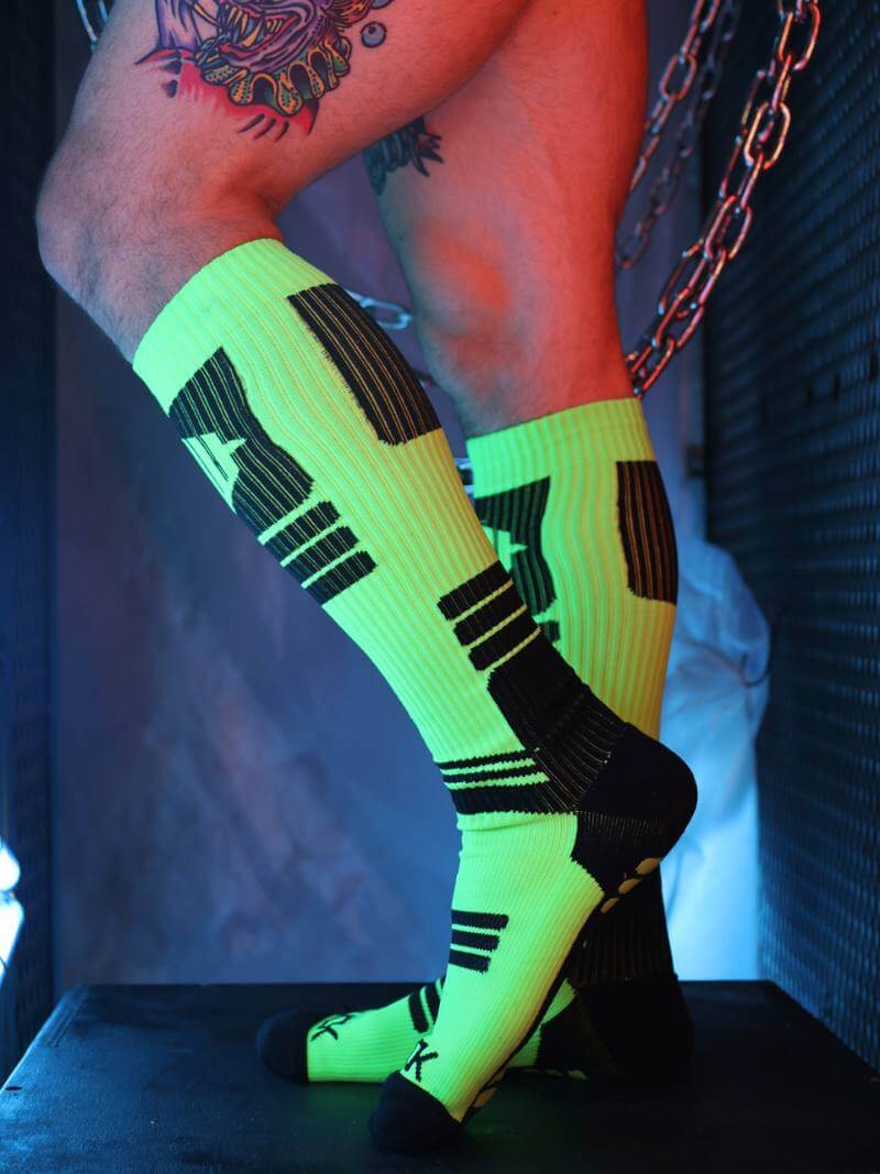 Mens Breedwell Hypnotix Neon Rave Knee-High Socks