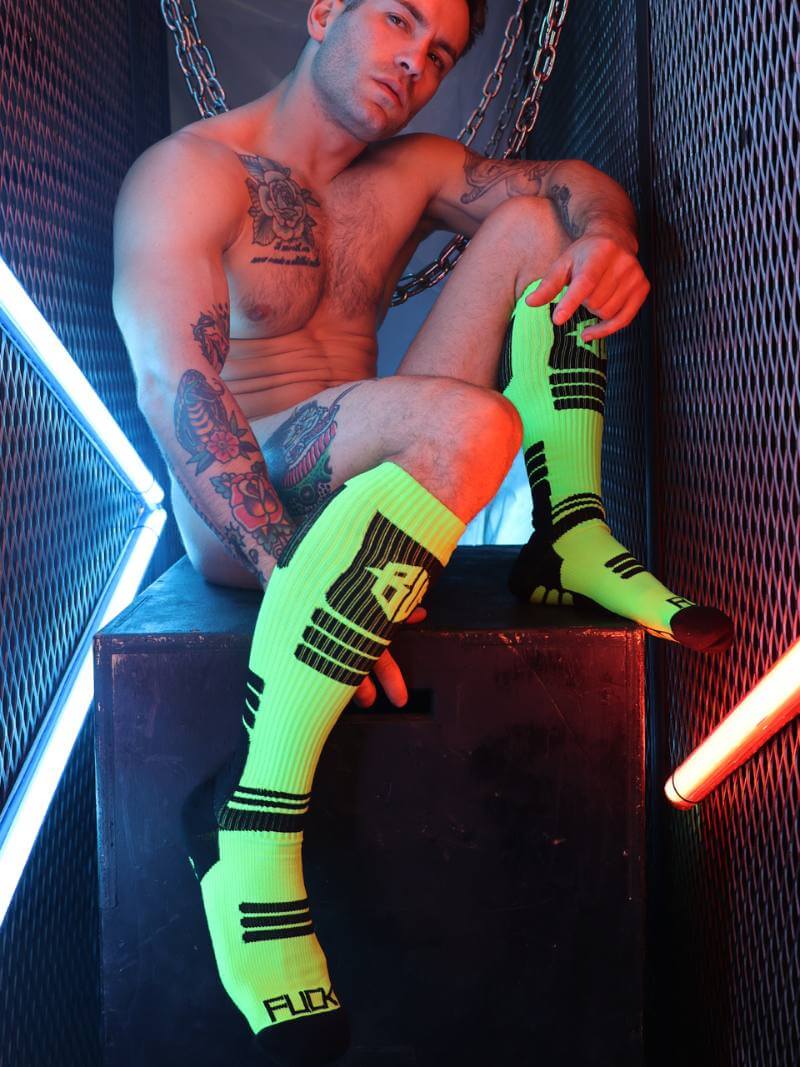 Mens Breedwell Hypnotix Neon Rave Knee-High Socks