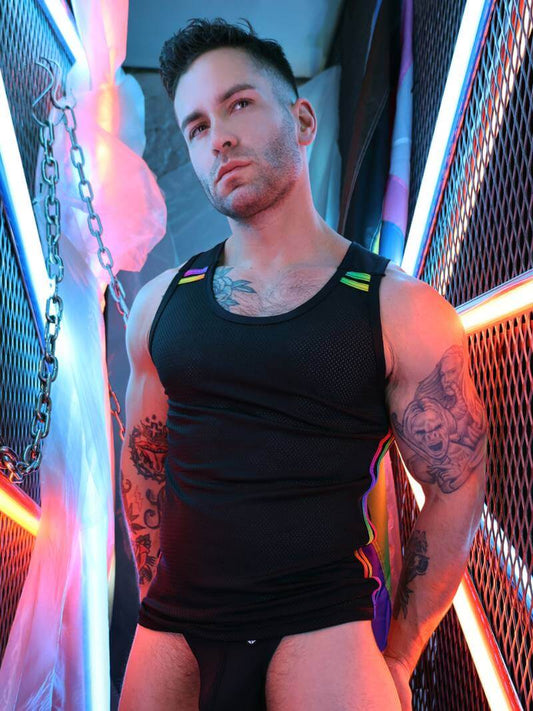 Mens Breedwell Pure Pride Rainbow Racerback Tank Top