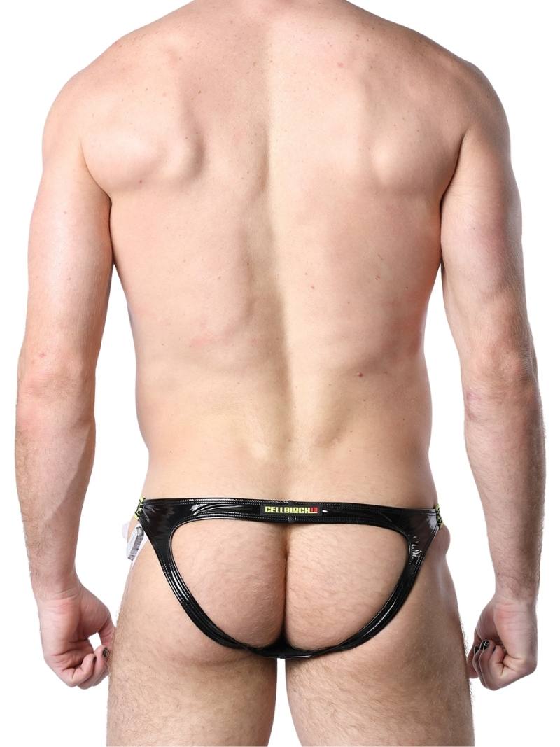 Mens CellBlock13 Black Chrome Jock Brief