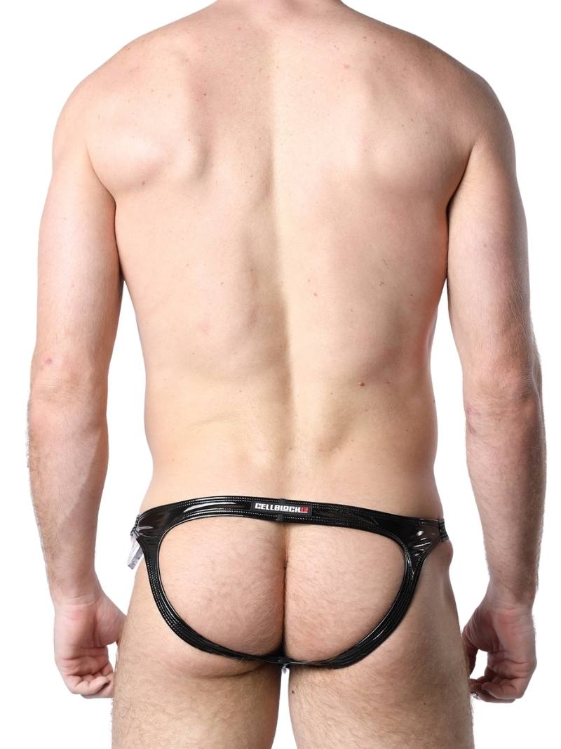 Mens CellBlock13 Black Chrome Jock Brief