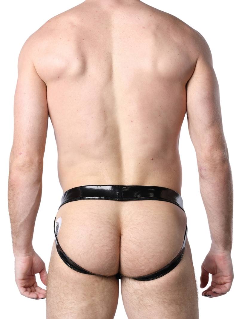 Mens CellBlock13 Black Chrome Jockstrap with Removable Pouch