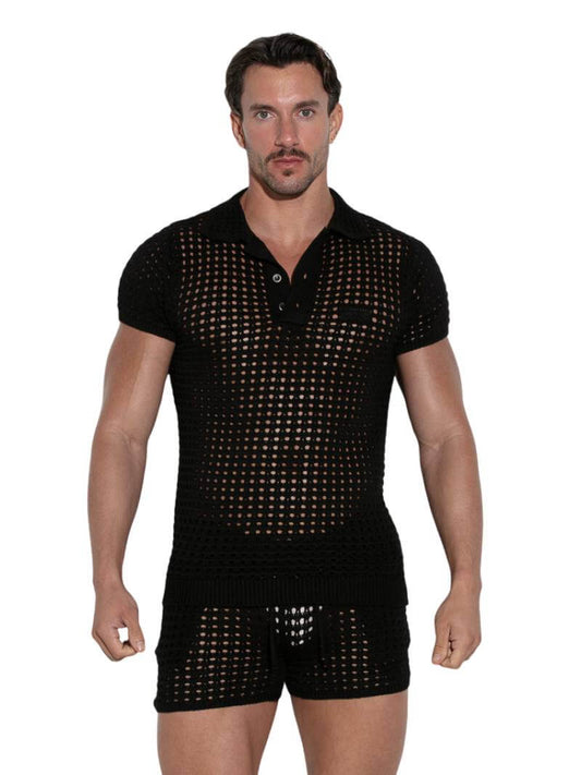 CODE 22 Men' s Diamond Knit Designer Polo Shirt