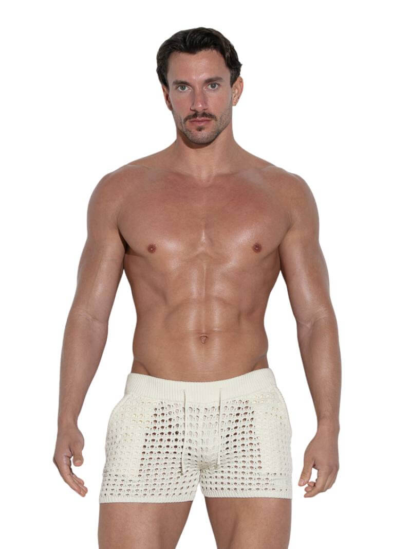 CODE 22 Men's Diamond Knit Short-Leg Short Ivory