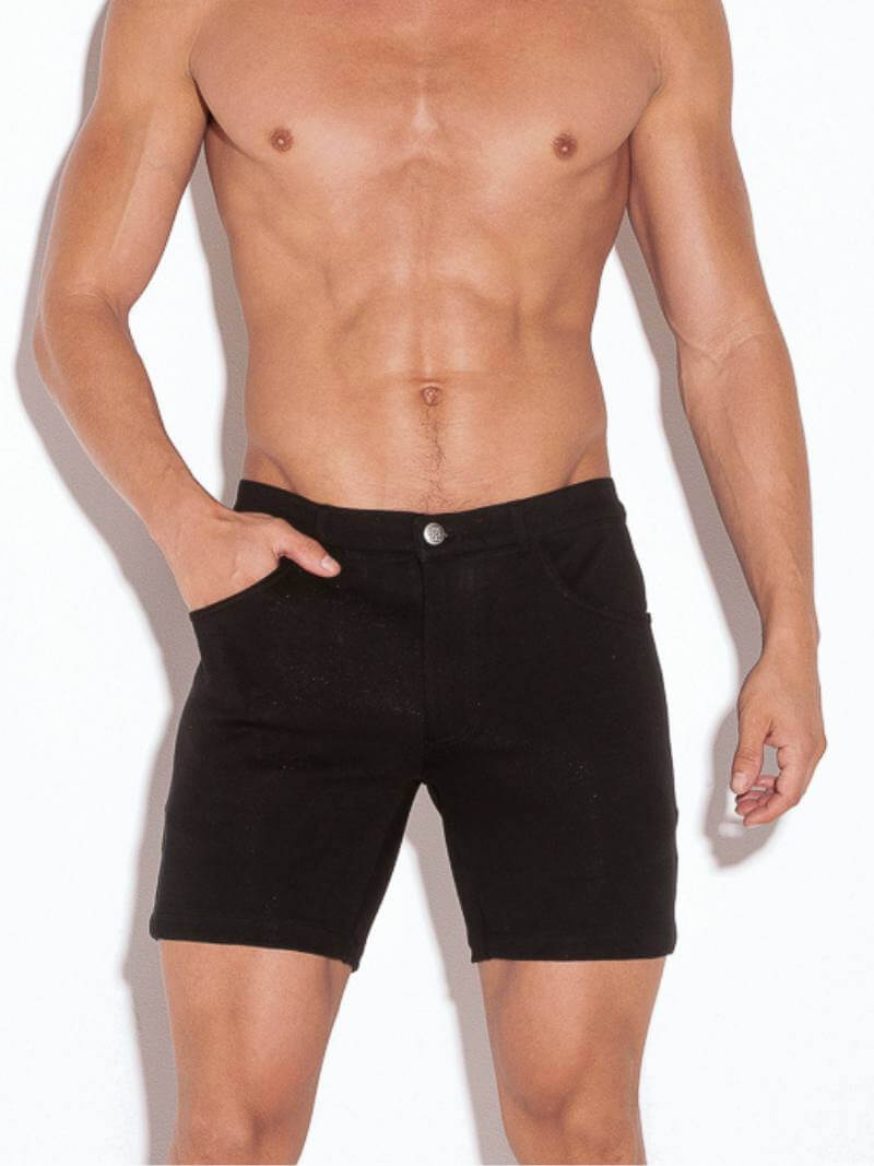 CODE 22 Men's Pocket Shorts in Black, with Mid-Thigh Leg Length