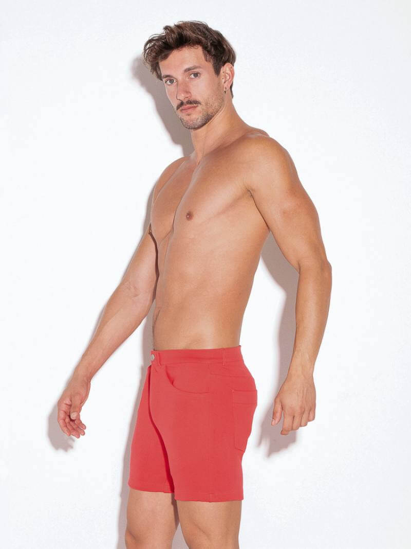 CODE22 Men's Trendy Pocket Shorts in Coral