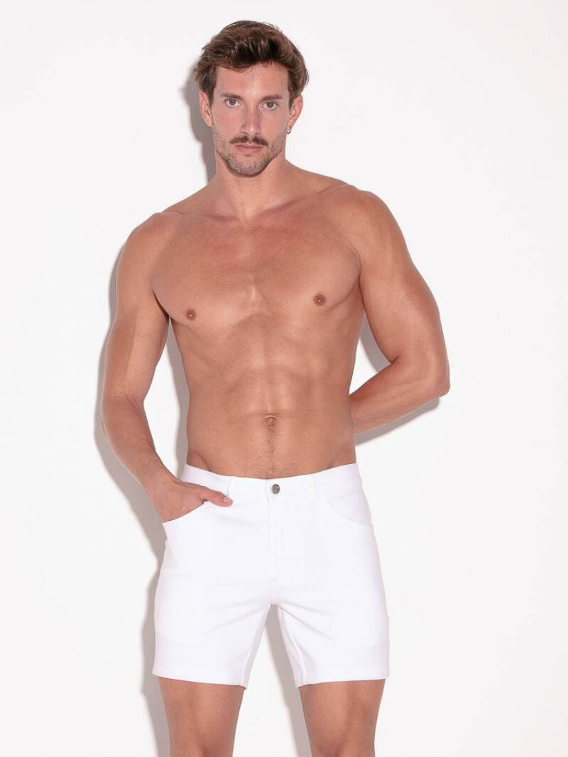 CODE22 Men's Stylish Pocket Shorts in White