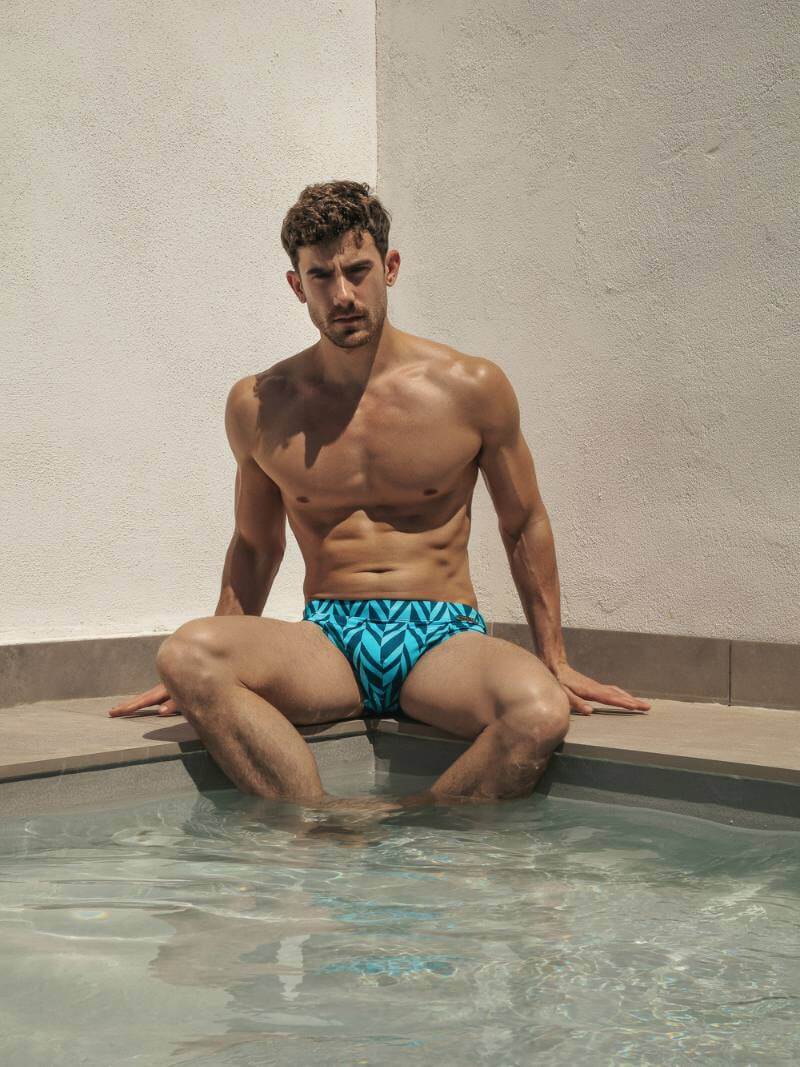 Model in CODE 22 Men's Designer Swimwear Briefs
