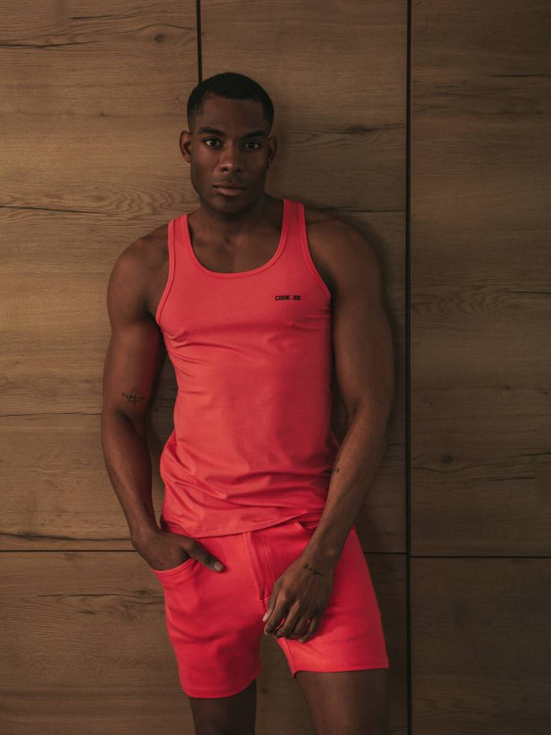 Model Wearing CODE 22 Men's Designer Modal Tank Top Vest