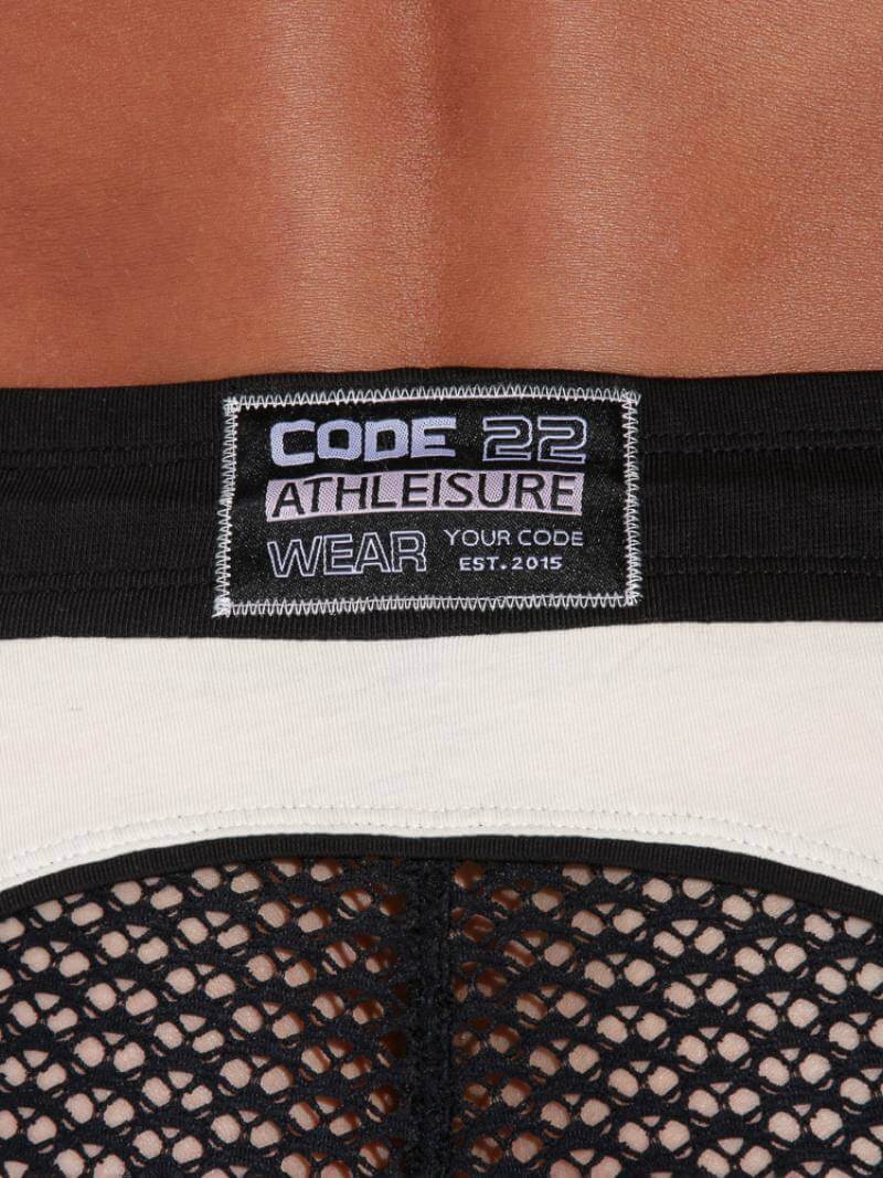 CODE22 Men's Openwork Mini Short: See-Through Jacquard Mesh Knit
