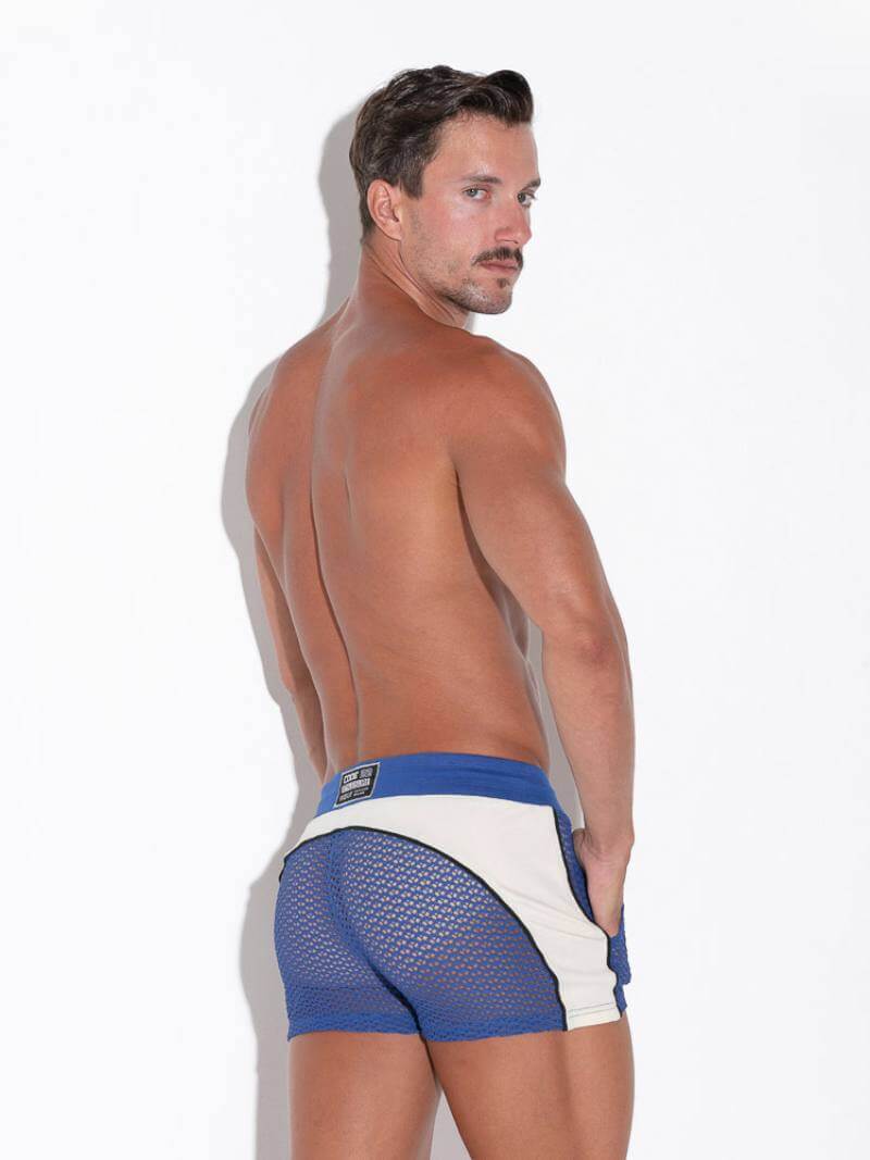 CODE22 Men's Openwork Mini Short: See-Through Jacquard Mesh Knit