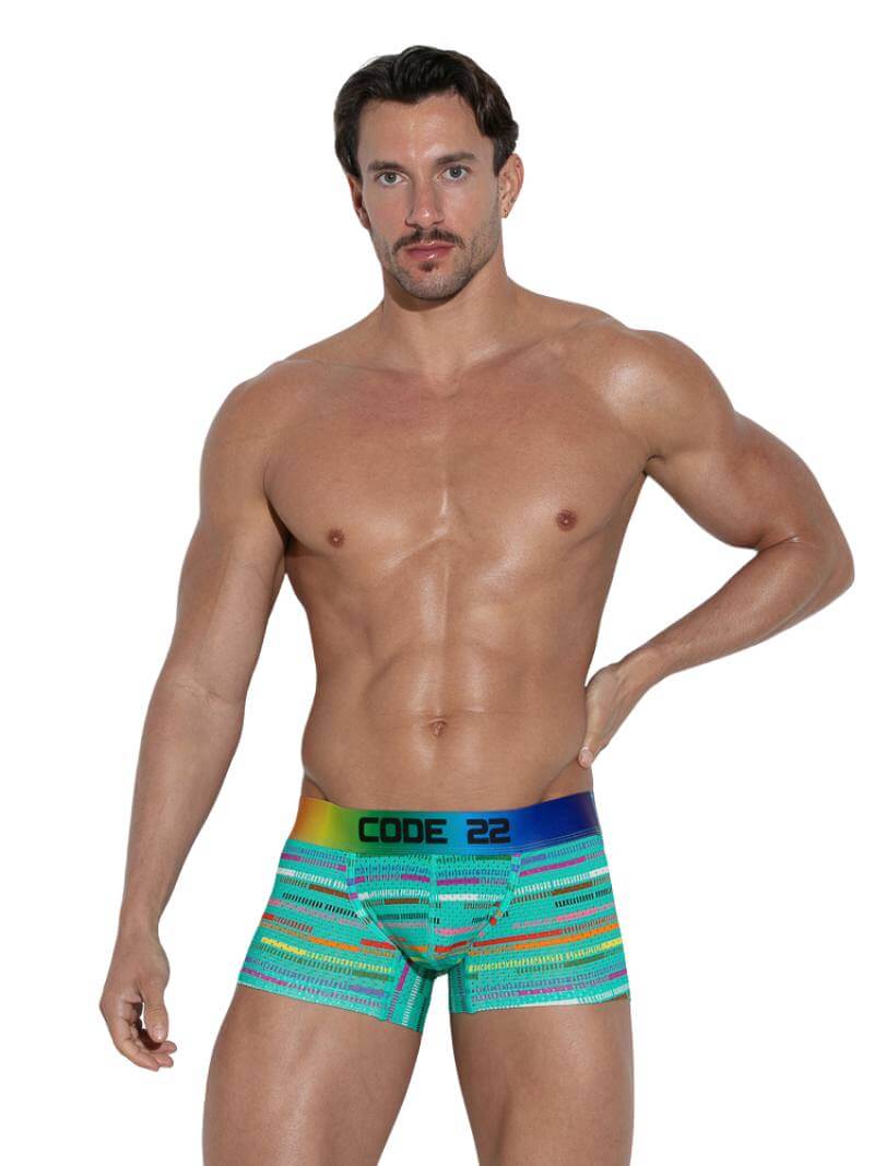 CODE 22 Pride Mens Striped Mesh Trunk