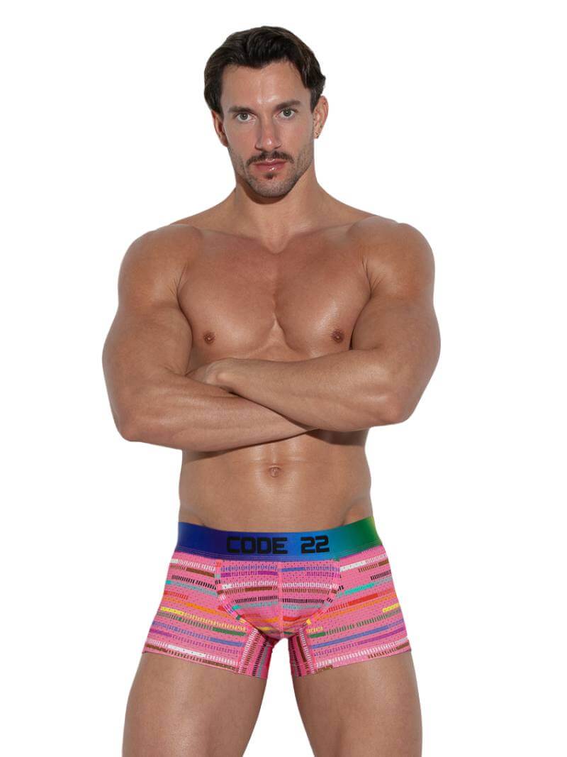 CODE 22 Pride Striped Mesh Gay Underwear Trunk