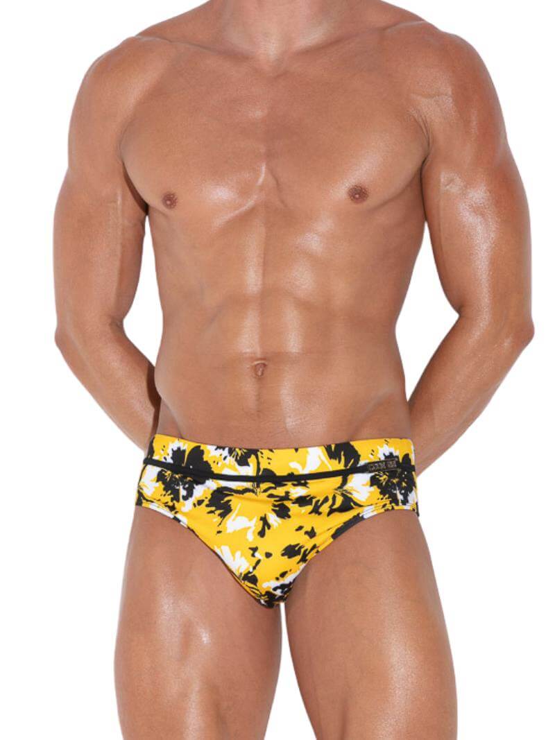 CODE 22 Lekeito Padded Pouch Swim Brief, Hibiscus Floral Print