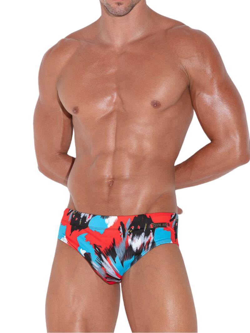 CODE 22 Llanes Padded Pouch Swim Brief, Abstract Print
