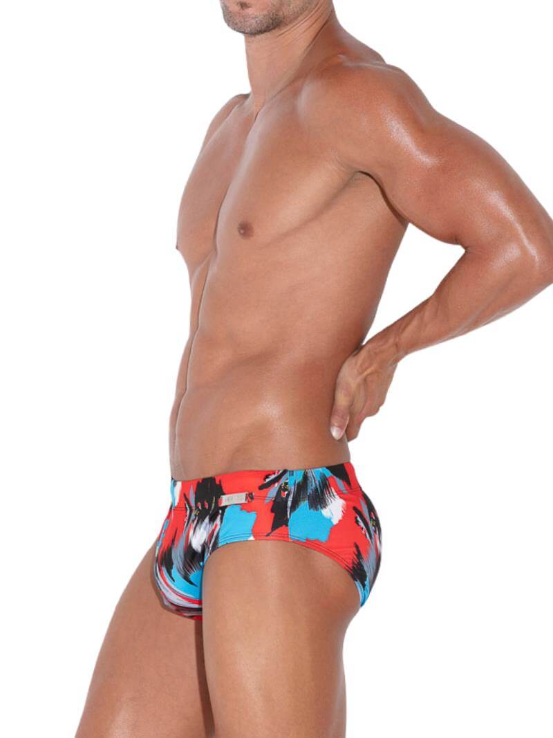 CODE 22 Llanes Padded Pouch Swim Brief, Abstract Print