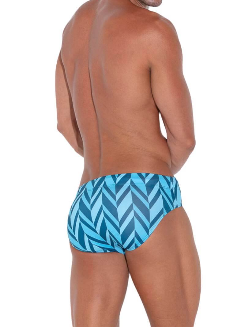 CODE 22 Men's Cadaques Padded Pouch Swim Brief, Herringbone Print
