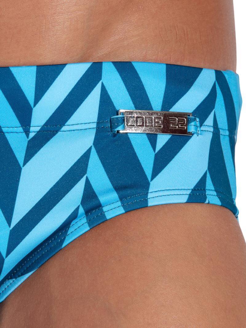 CODE 22 Men's Cadaques Padded Pouch Swim Brief, Herringbone Print