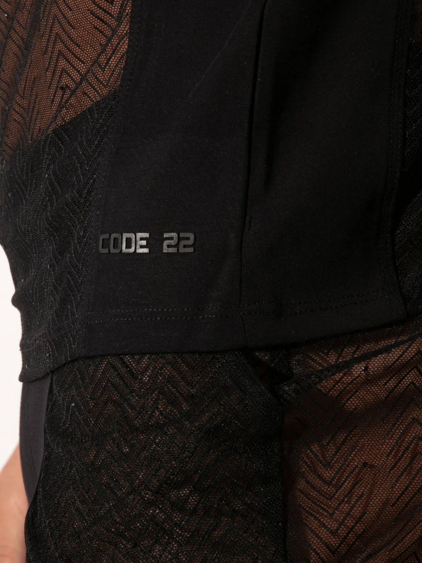 CODE 22 Rock Sheer Herringbone Mesh Tank Top with Black Diamond Accents