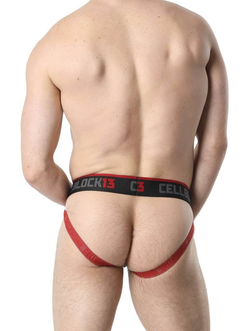 Mens CellBlock13 Anti-Chrome Vegan Leather Jockstrap with Removable Pouch