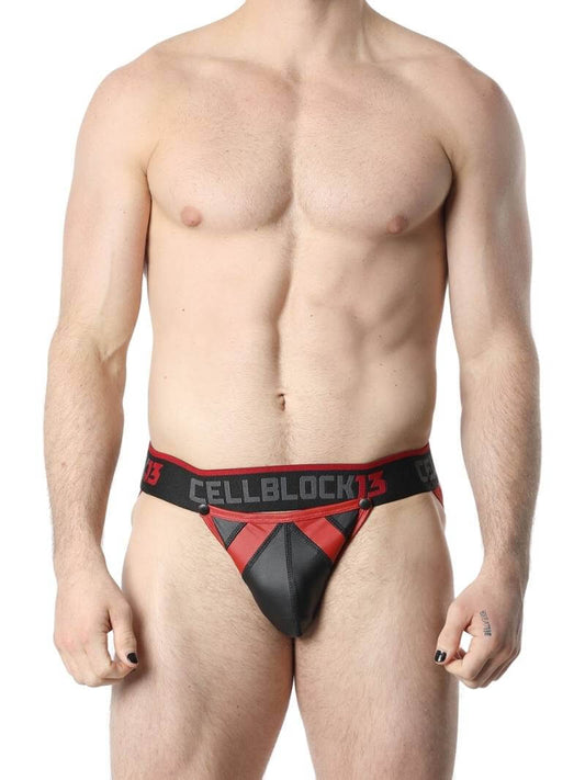 Mens CellBlock13 Anti-Chrome Vegan Leather Jockstrap with Removable Pouch