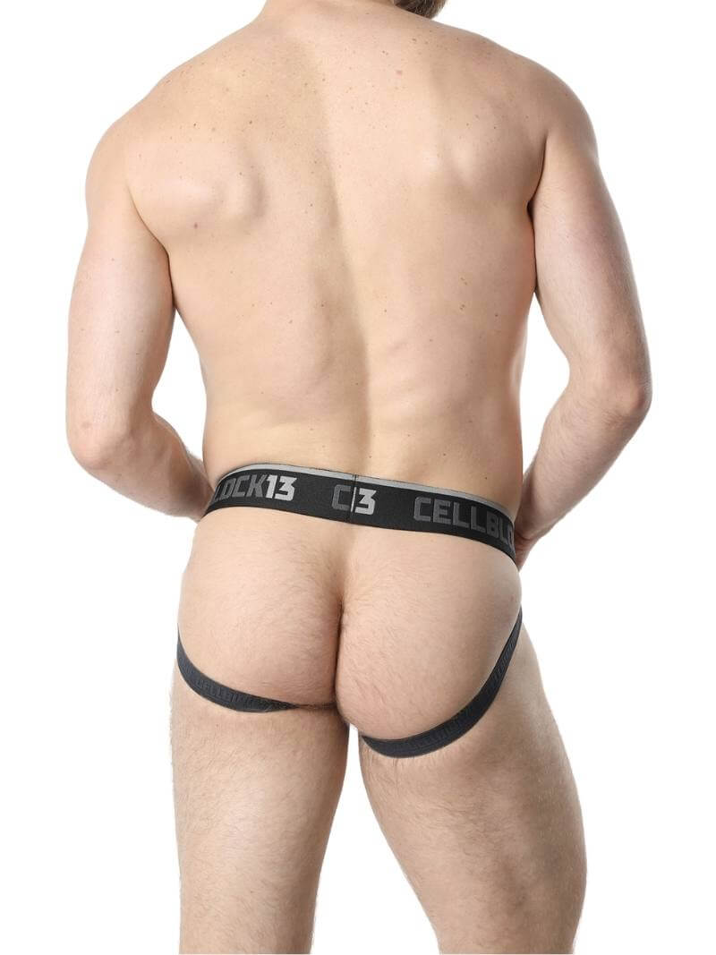 Mens CellBlock13 Anti-Chrome Vegan Leather Jockstrap with Removable Pouch