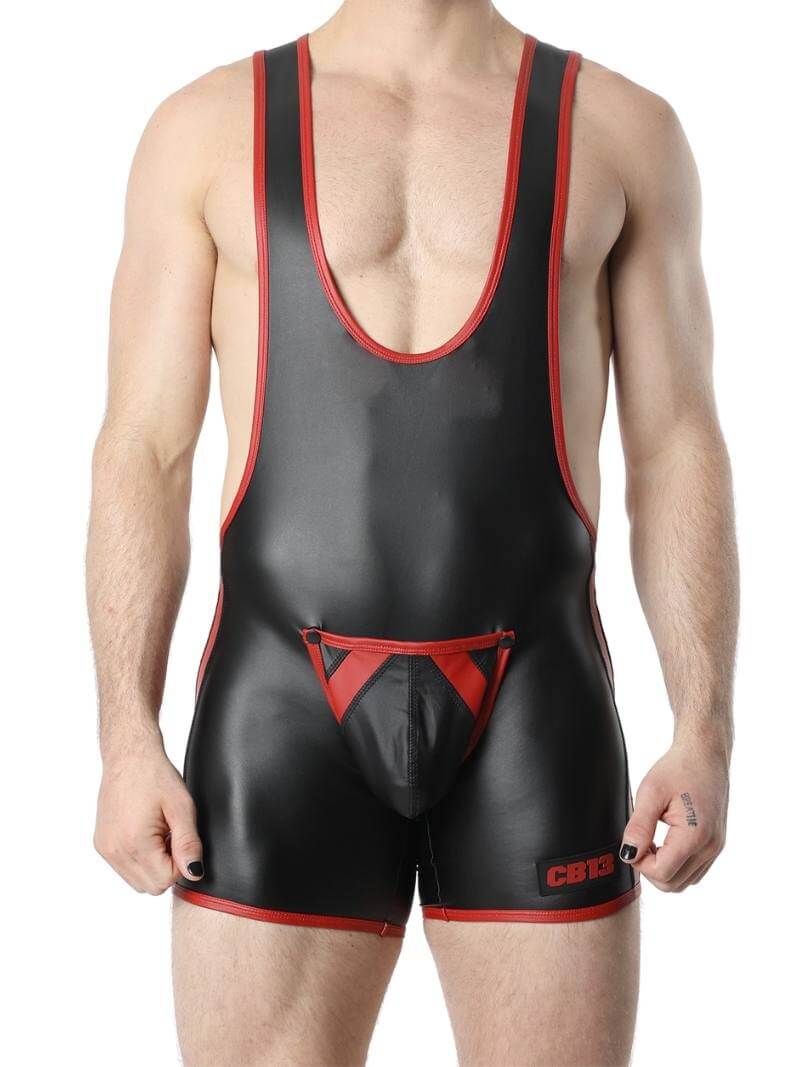 Mens CellBlock13 Anti-Chrome Vegan Leather Singlet with Removable Pouch
