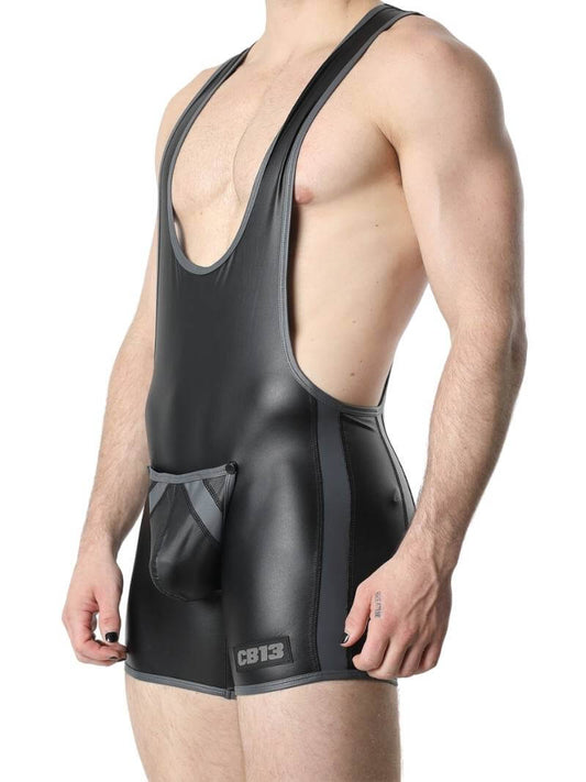 Mens CellBlock13 Anti-Chrome Vegan Leather Singlet with Removable Pouch