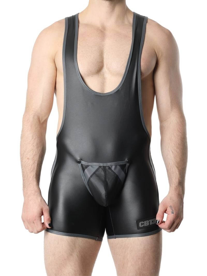 Mens CellBlock13 Anti-Chrome Vegan Leather Singlet with Removable Pouch