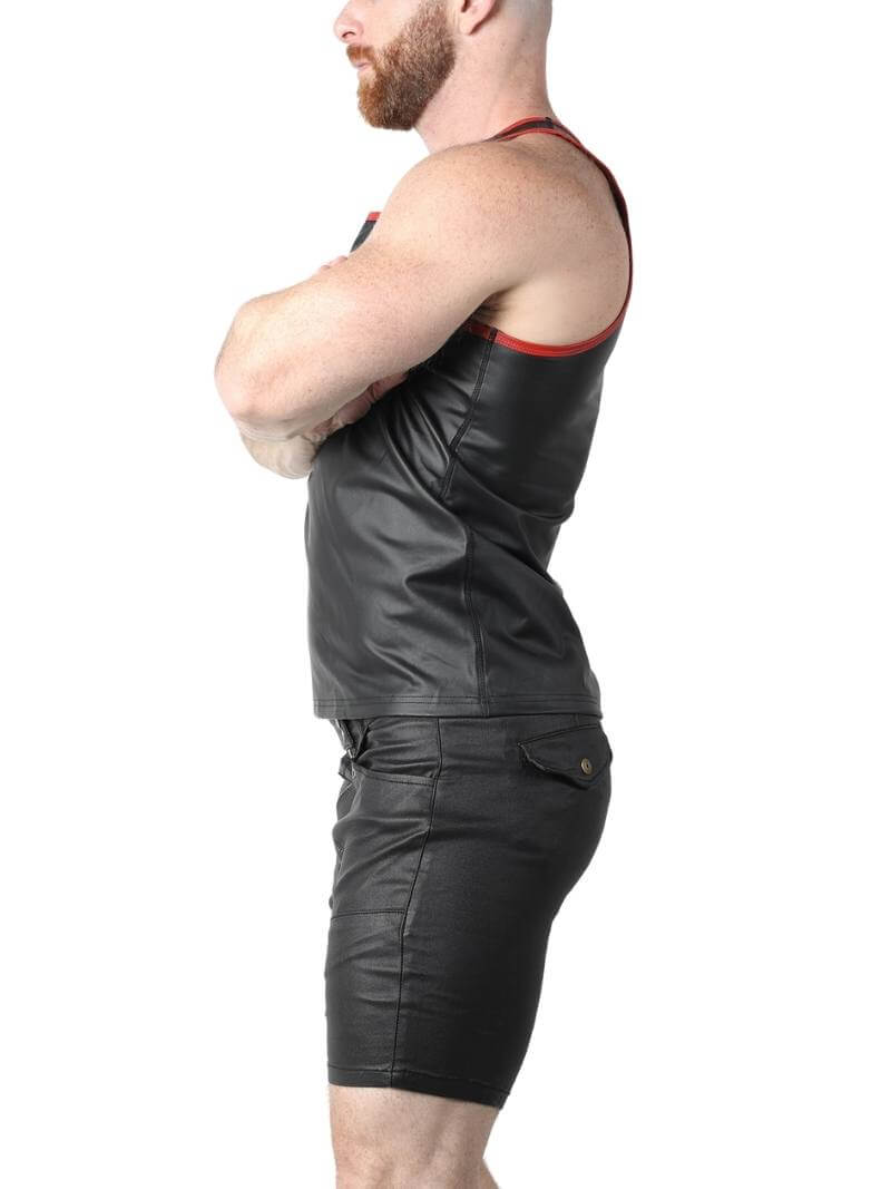 Mens CellBlock13 Anti-Chrome Vest: Leather-Look, Racerback