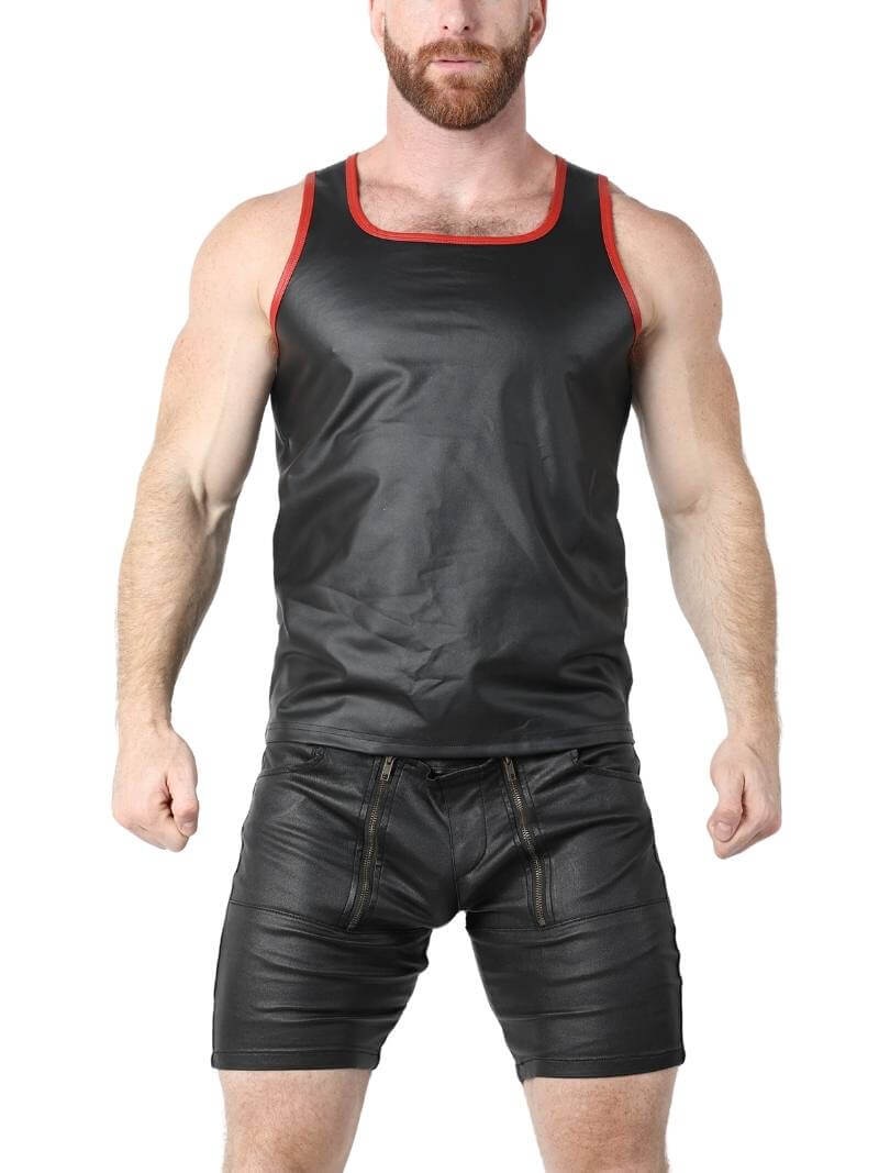 Mens CellBlock13 Anti-Chrome Vest: Leather-Look, Racerback