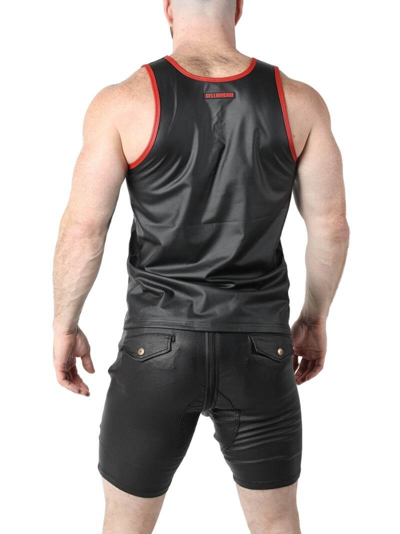 Mens CellBlock13 Anti-Chrome Vest: Leather-Look, Racerback