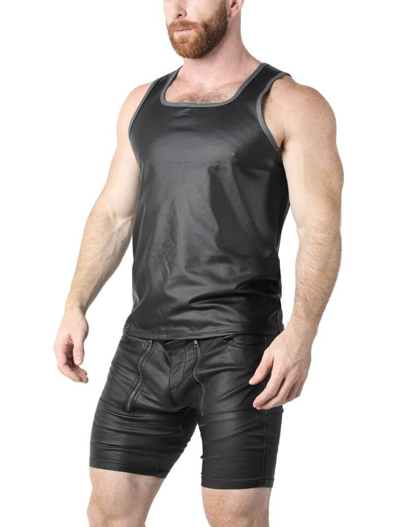 Mens CellBlock13 Anti-Chrome Vest: Leather-Look, Racerback