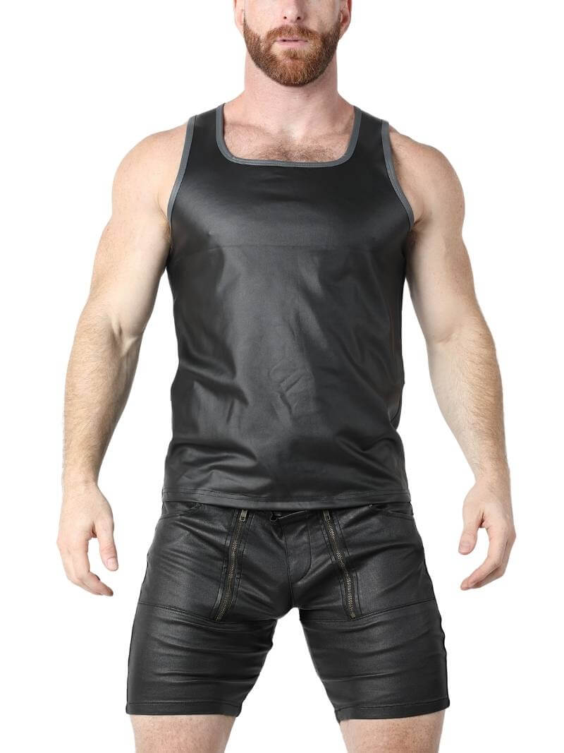 Mens CellBlock13 Anti-Chrome Vest: Leather-Look, Racerback