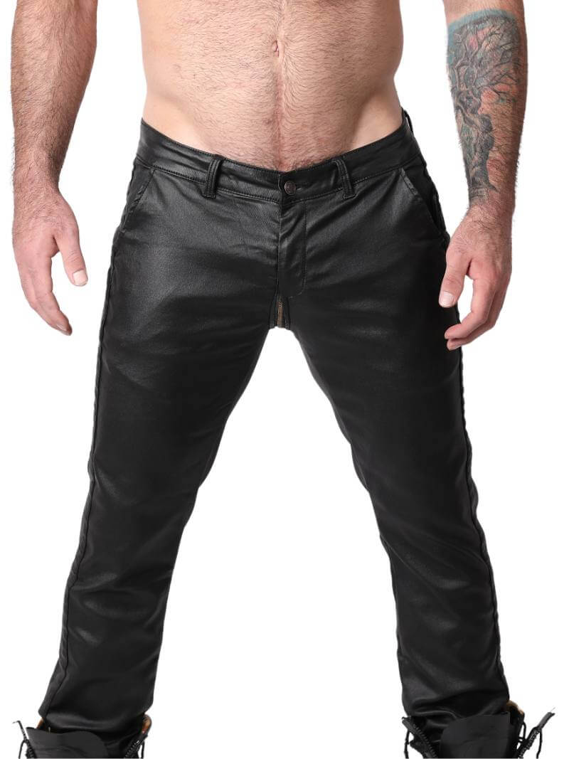 Mens CellBlock13 Axis Zipper Pants, Wax Coated Denim
