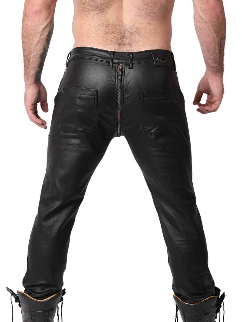 Mens CellBlock13 Axis Zipper Pants, Wax Coated Denim