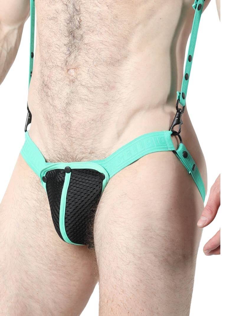 Mens CellBlock13 Bare Mesh Body Harness & Jockstrap Set + FREE VOCLA Bag