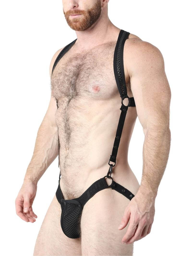 Mens CellBlock13 Bare Mesh Body Harness & Jockstrap Set + FREE VOCLA Bag