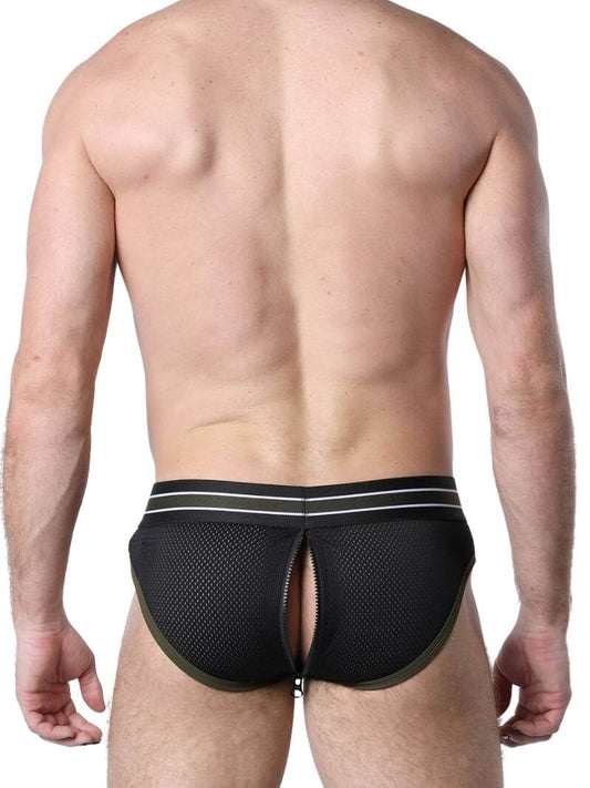 Mens CellBlock13 Take Down Mesh Brief - Rear Zip + Removable Pouch
