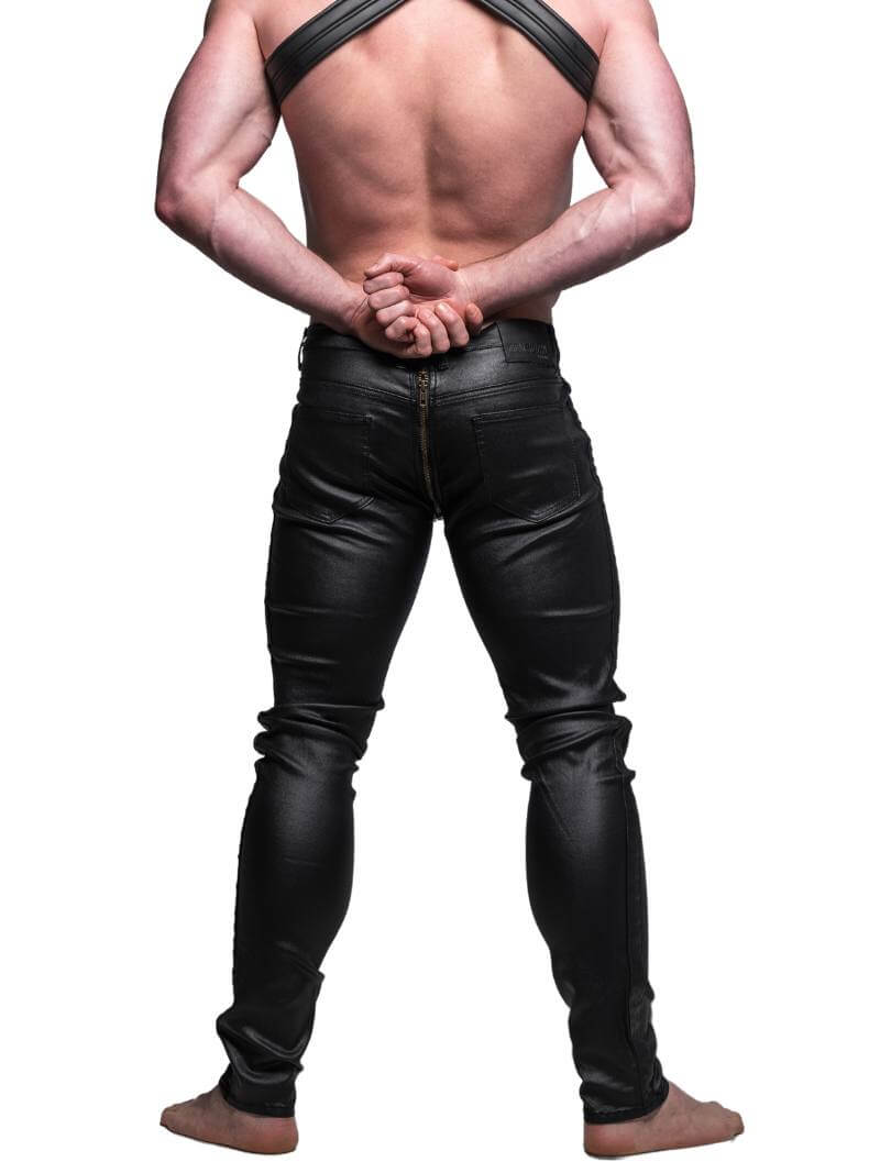 Mens CellBlock13 Axis Zipper Pants, Wax Coated Denim