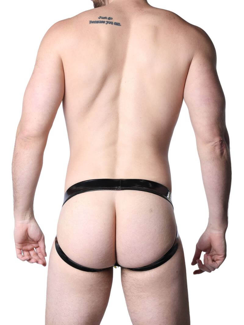 Mens CellBlock13 Iron Grip Latex-Look Jockstrap with Removable Pouch