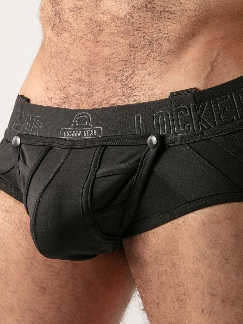 Black men's underwear with 'Locker Gear' branding on a plain background