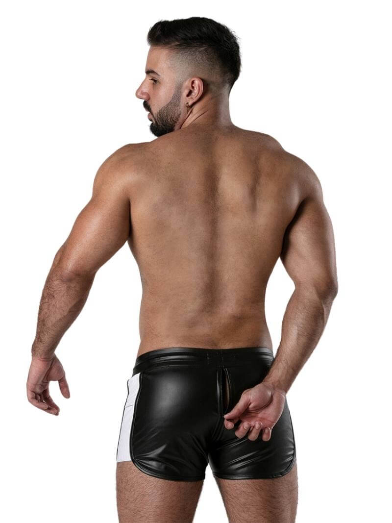Men's Locker Gear Leather Look Short with Front to Back Zipper