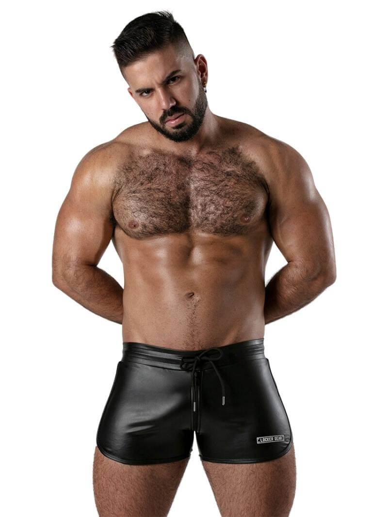 Men's Locker Gear Leather Look Short with Front to Back Zipper
