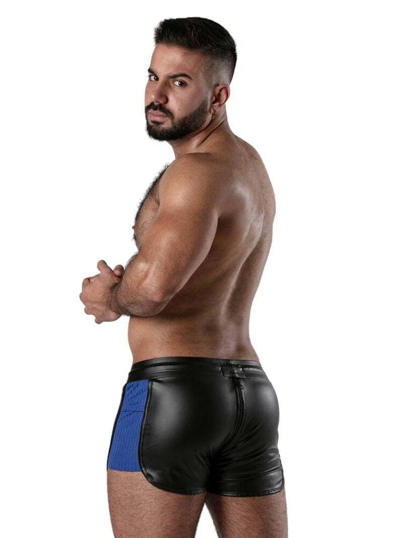Locker Gear Men's Leather Look Sexy Shorts with Curved Legs