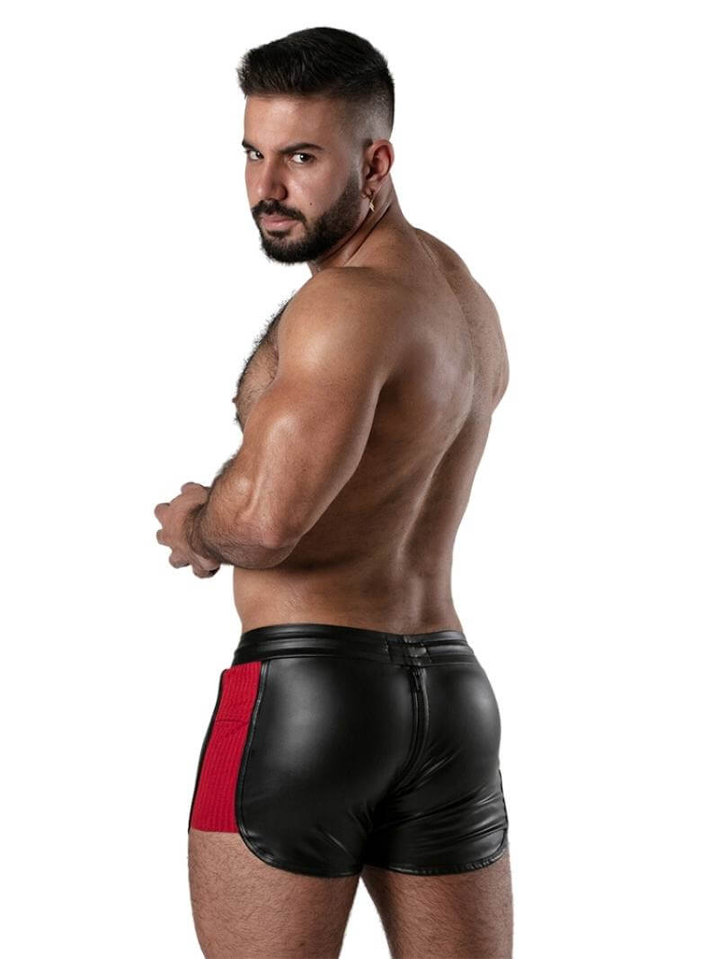 Men's Locker Gear Leather Look Short with Front to Back Zipper