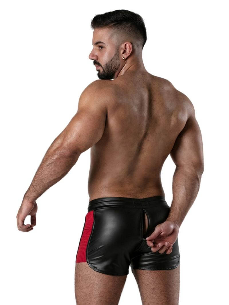 Men's Locker Gear Leather Look Short with Front to Back Zipper